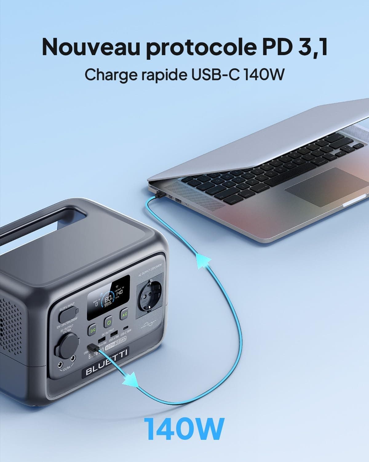 BLUETTI Elite 30 V2 + 100W 288Wh & 600W Générateur Électrique Portable