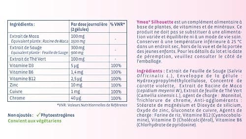 Ymea Silhouette - Complément Alimentaire ménopause - actifs végétaux, vitamines et minéraux - contrôle des bouffées de chaleur1 et de la silhouette2 - 64 gélules - 1 mois