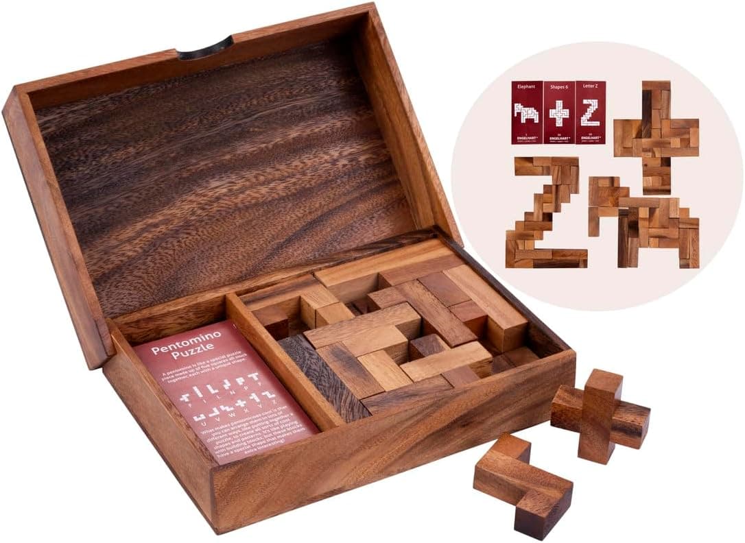 Casse Tete En Bois Pentomino Double - 2 Joueurs, 60 Cartes, Des 7 Ans