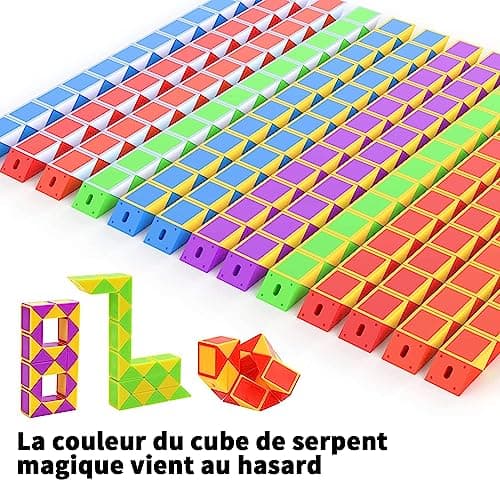 GOLDGE 24 Pièces Serpent Magique avec 24 Blocs, Snake Puzzle Cube, Magie Serpent Twist Puzzle Cube Toy, Jouets Magic Ruler, Mini Magic Snakes Cube pour Adultes et Enfants, Cadeau Anniversaire Enfants