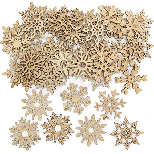 Baker Ross FE984 Mini Formes en Bois pour Enfants motif Flocon de Neige - Lot de 72, Forme en Bois a Peindre Decoration, Loisirs Créatifs Enfants, Activites Manuelles pour Enfants