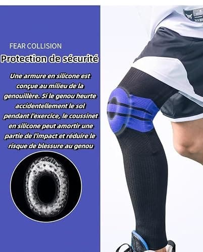 Flytexplus Maintien Compression Genouillère sport,Manchons de genou et jambe V2,Genouillere Arthrose Genou Genouillères pour Femmes/Hommes,Soutenir les douleurs articulaires,les dommages au ligament