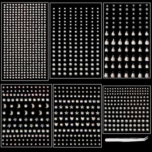 Paillettes autocollantes pour le visage, paillettes pour le visage, paillettes argentées, strass autocollants pour le maquillage de carnaval pour le visage, les yeux, le corps et les ongles.