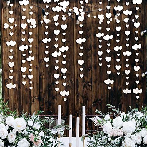 Lot de 4 décorations de fête en Papier Double Face à Suspendre en Forme de cœur Blanc pour Anniversaire, Mariage, fiançailles, Enterrement de Vie de Jeune Fille, vitrine, Maison, Jardin, fête de Rome