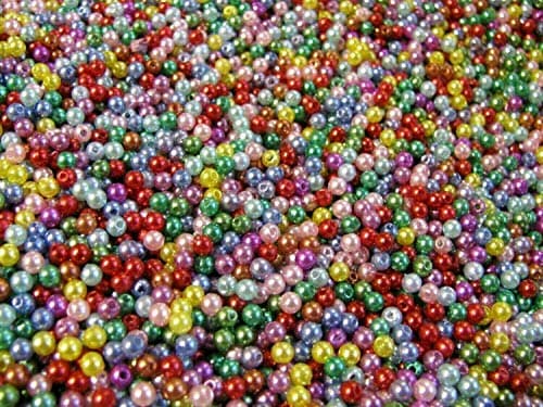 Perlin Lot de 1500 perles de culture imitation nacre de 4 mm - Couleurs mélangées - Pour décoration de mariage, fête, bricolage, bricolage