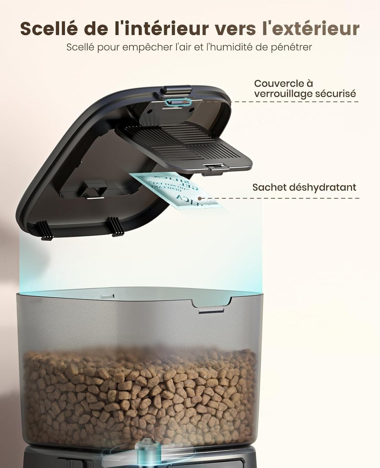 oneisall 3.5L Distributeur Croquettes Chat Automatique WiFi 2,4 GHz, Noir | Distributeur de Nourriture avec APP, Gamelle Automatique pour Chat/Chiens, Mangeoire Programmable, 1-10 Repas/Jour, Bol Inox