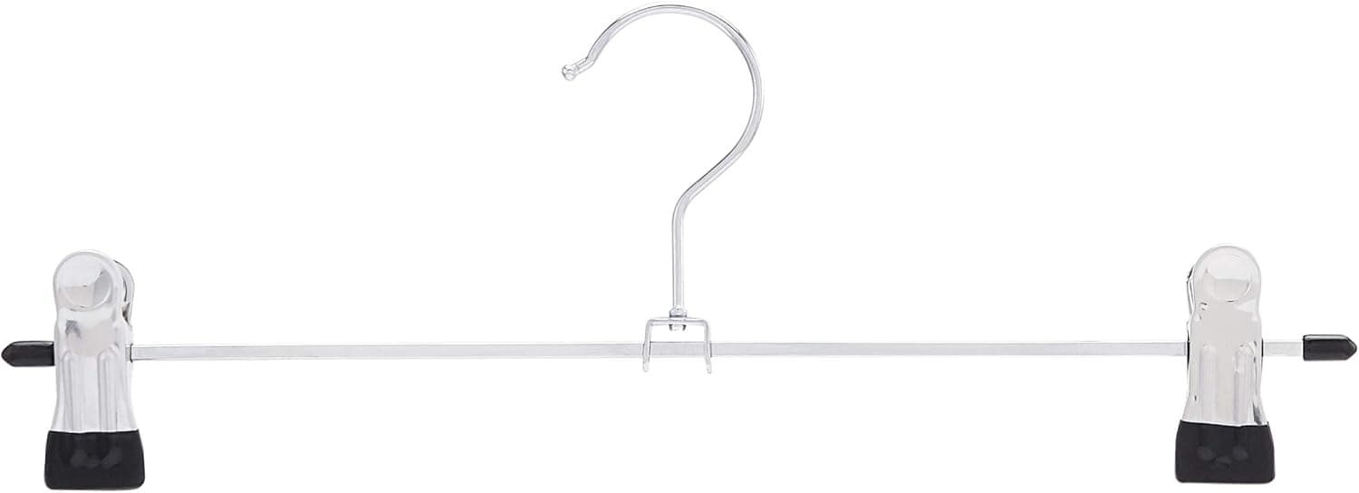 Amazon Basics Cintres à pinces en métal pour pantalons et jupes, lot de 20, Chromé