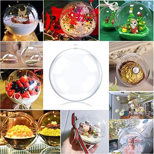 SUNSK Boules de Noël Transparente à Remplir 5cm Boule de Décoration en Plastique pour Décoration de Noël Fête Mariage Anniversaire 20 pièces