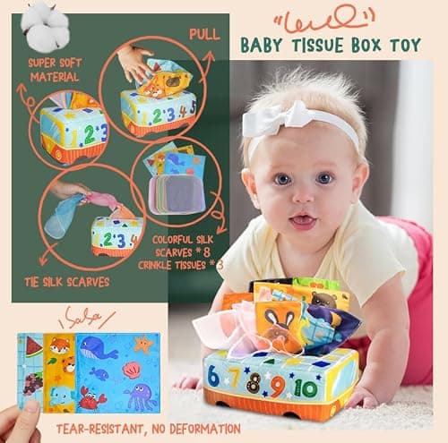 MutoToy® Jouet Sensoriel Bebe 6 Mois et Plus, 6 en 1 Jeux Montessori Eveil avec Cube D'activité Bébé, Jouet Ventouse Chaise Haute, Jouets de Développement