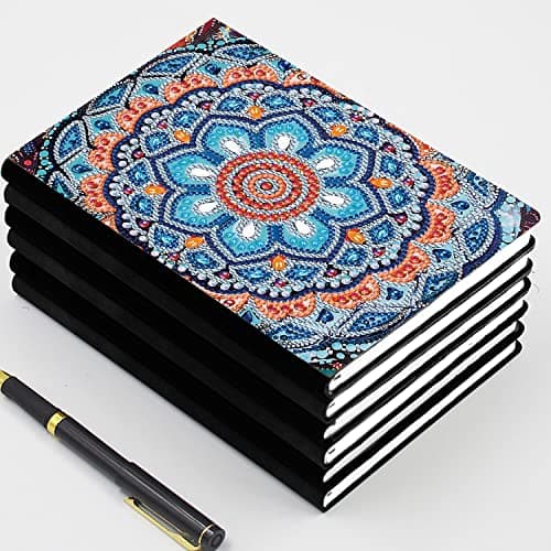 DIY Cahier d'écriture de Mandala Bleu Cahiers A5 de peinture au diamant, Fournitures Scolaires Rentrée scolaire, Quotidien Journal d'enfants Diamond Painting A5 Cadeaux d'anniversaire 100 Pages