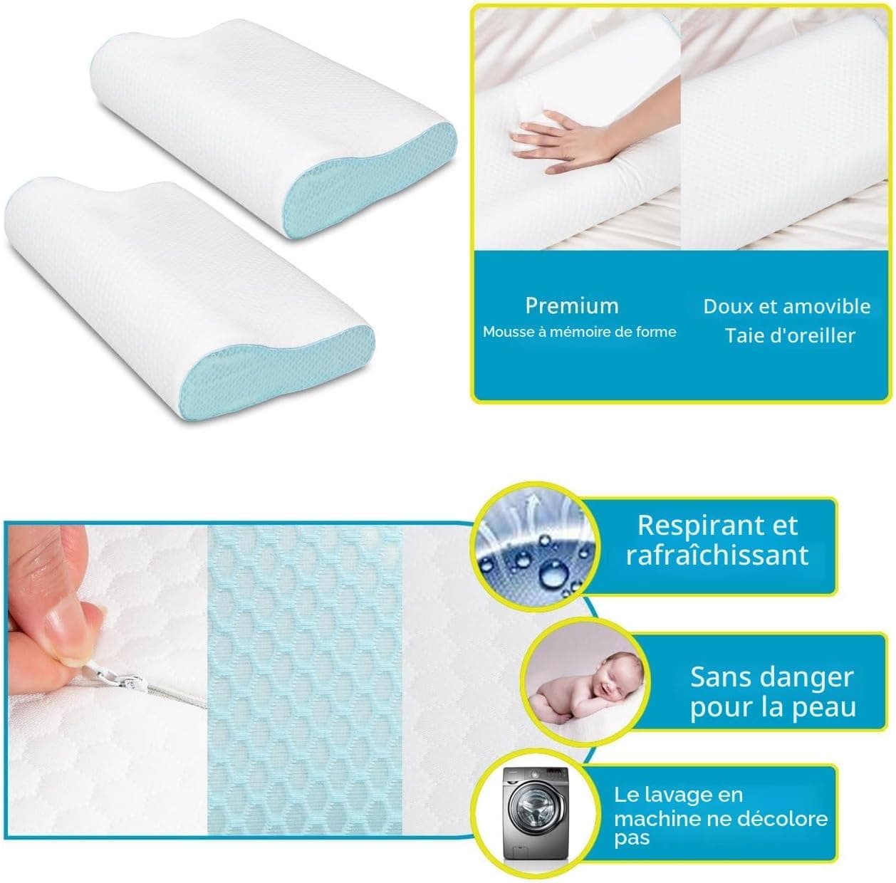Oreillers de Cou Confortables pour soulager la Douleur avec Mousse à mémoire de Forme
