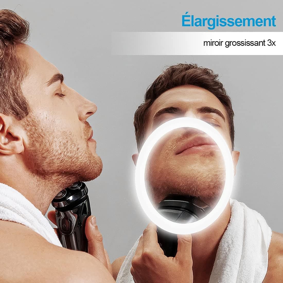 Heilmetz Miroir Salle de Bain 80 x 60 cm, Miroir Salle de Bain avec eclairage, Interrupteur Tactile, Anti-buée, Loupe 3X, 3 Couleurs de lumière, Horizontal/Vertical, Fonction Mémoire