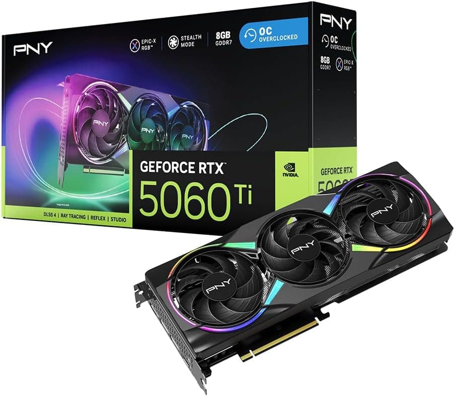 PNY Carte Graphique GeForce RTXTM 5060 Ti 8Go ARGB OC Triple Fan DLSS 4