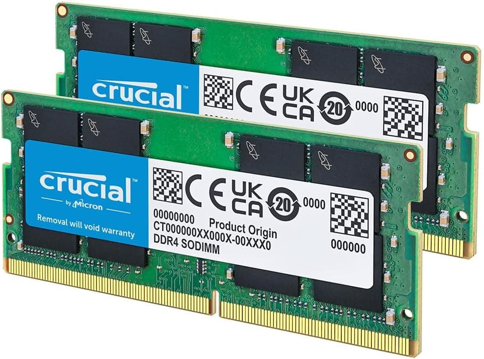 Crucial RAM DDR4 32Go Kit (2x16Go) 3200MHz SODIMM CL22, Mémoire pour Ordinateur Portable, Mini PC (ou 2933MHz / 2666MHz) - CT2K16G4SFRA32A
