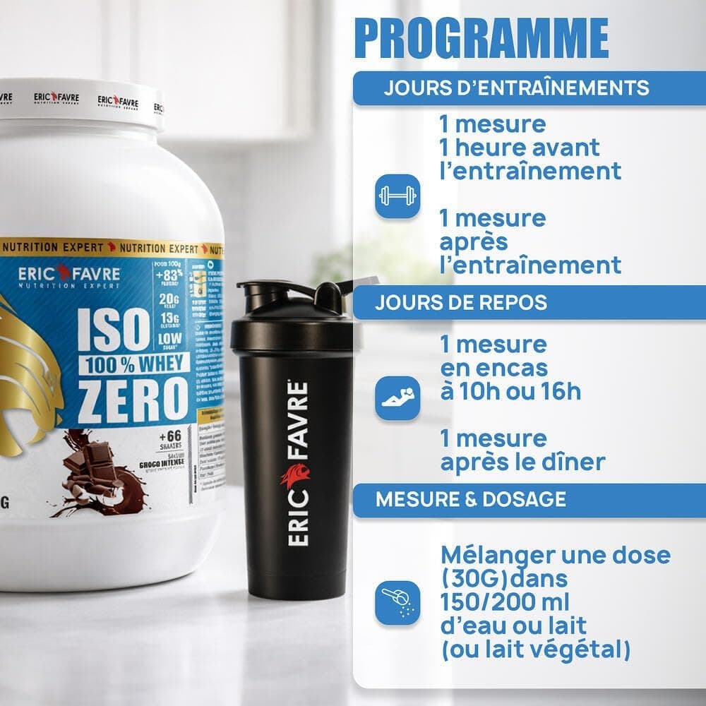 ISO WHEY ZERO 100% Pure Protéine - Pure Whey Protéine Isolate Savoureuse Pour Prise de Masse Musculaire - Assimilable Rapidement - 1,5kg - Saveur Café Latte - Eric Favre
