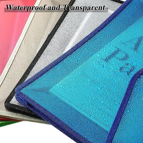 9 Pièces A4 Classeur en Plastique, Pochette Plastique Pochette Document Plastique A4 Enveloppe Transparente Chemise à Bouton Pression pour Fournitures Bureaux Voyage