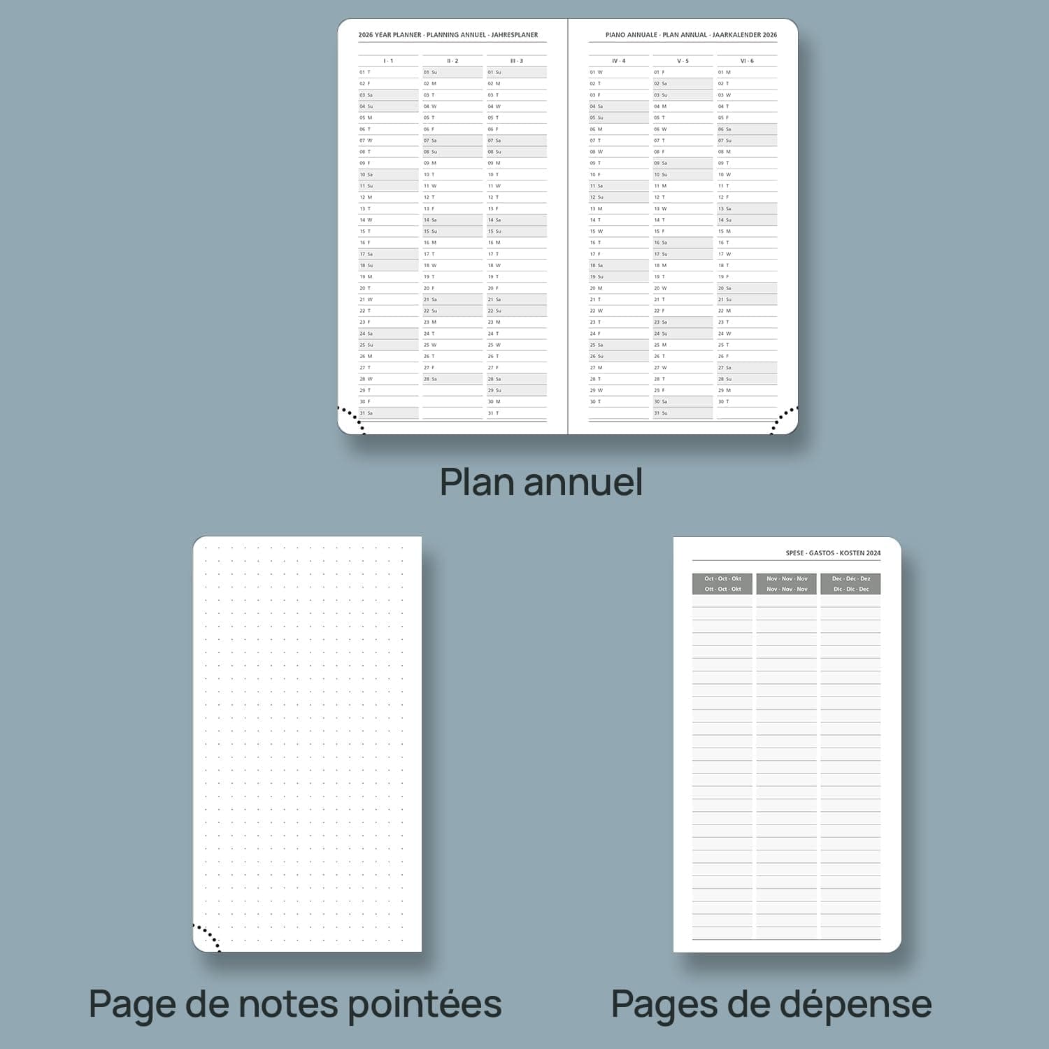 POPRUN Agenda de Poche 2025 16,5 x 9 cm - Couverture Rigide en PU Cuir, Petit Planner Semainier D'Jan 2025 à Déc 2025-12 Mois, Avec signet à 2 rubans, Papier 100 g/m2, Rose