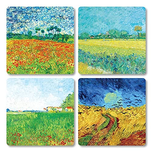 Giallobus - 4 carrés Multi-Panneaux - Vincent Van Gogh - Les Plus Belles œuvres de Van Gogh - Collection 4 - Bois MDF - 29,7x29,7 - x 4 pièces