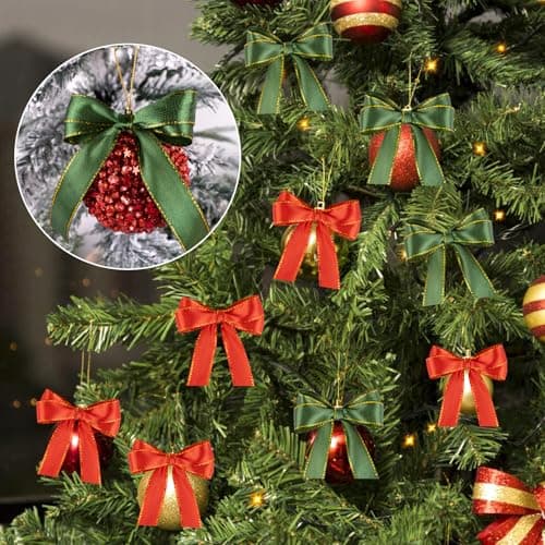 jijAcraft Ruban de Satin Noël 20 mm, Ruban de Noël Rouge et Vert Phnom Penh, 44 m Ruban Cadeau Ruban en Tissu de Noël Ruban décoratif - pour Noël, décoration artisanale et emballage cadeau