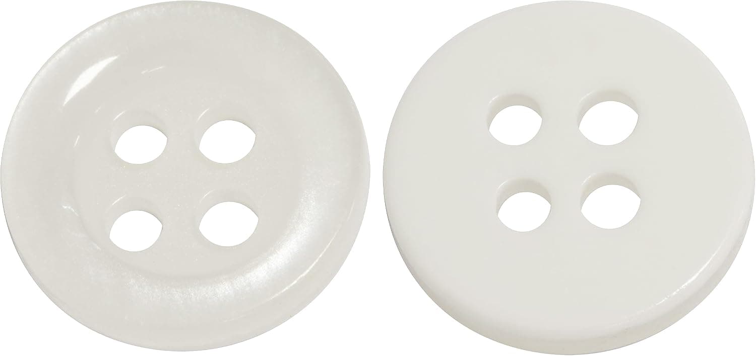 AERZETIX - C67905 - Lot de 25 Boutons à coudre ronds Ø11.5x2 mm à 4 trous 18L L18 avec bord - couleur blanc - en plastique - ouverture 1.8 mm - fashion mercerie couture vêtements décoration