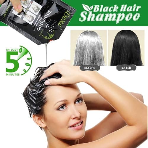 YUOLITA 10 PCS Shampooing Cheveux Noirs pour Hommes Femmes, Teinture Instantanée Cheveux Shampoing aux Ingrédients Naturels Dure 30 Jours Shampooing Teinture Cheveux
