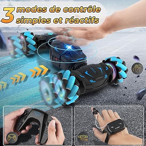 Pristar Voiture télécommandée avec la Main, avec Lumière et Spray, Jouet RC Car Drift 4WD 2,4 GHz, Rotation à 360°, Cadeau pour Filles Garçons Enfants de 6 8 9 10 Ans