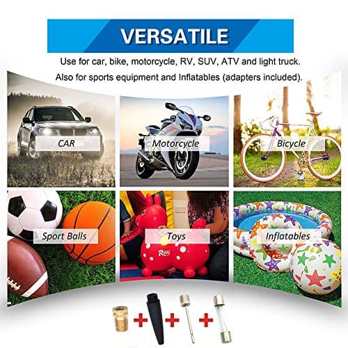GSPSCN Argent Compresseur d'air portatif Pompe Voiture, Gonflage pneus Voiture portable à double cylindre 12V robuste 150PSI Gonfleur de pneu Heavy Duty Electrique Voiture, SUV, camping-car, balles