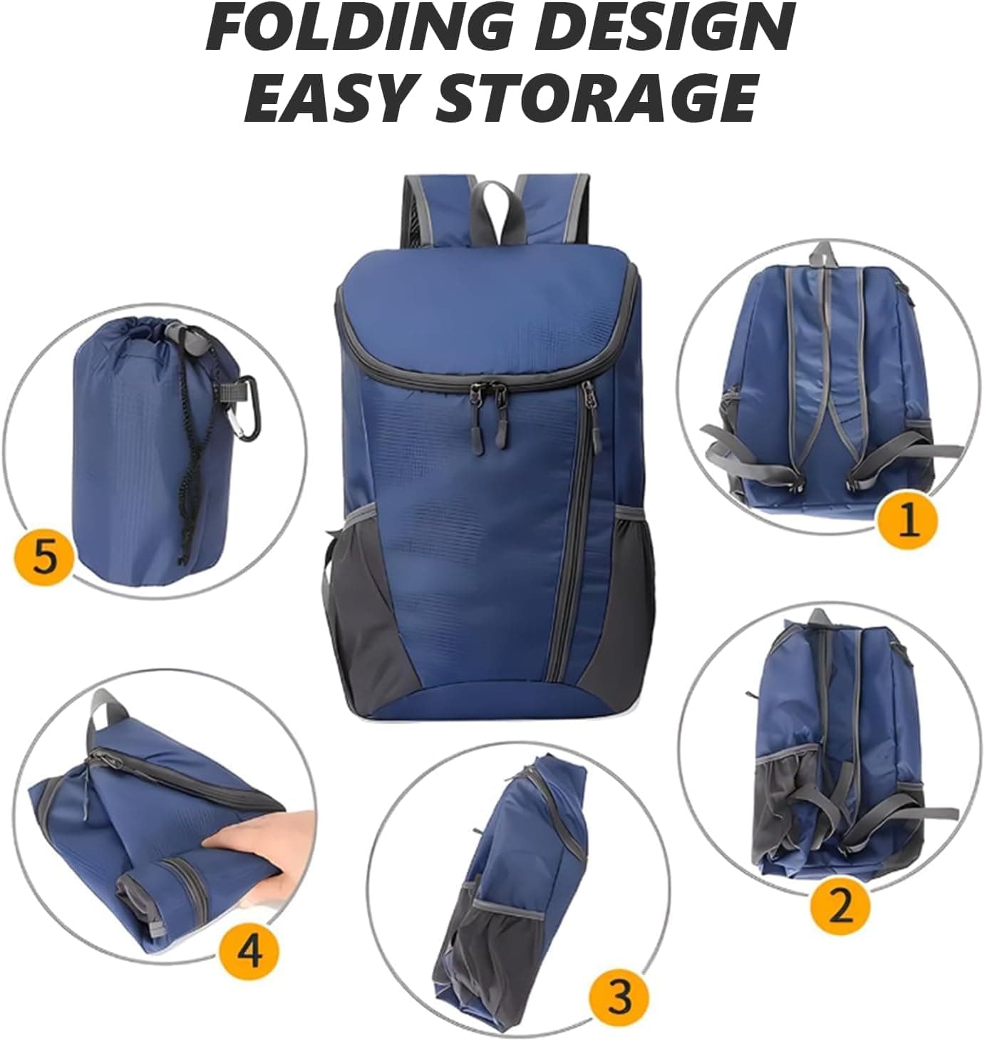 flintronic Sac à Dos Pliable Ultraléger, Sac à Dos de Randonnée, Sac à dos Imperméable Unisexe, Confort et Légèreté, pour le Sport en Plein air Marche Randonnée Camping et Vélo, Noir
