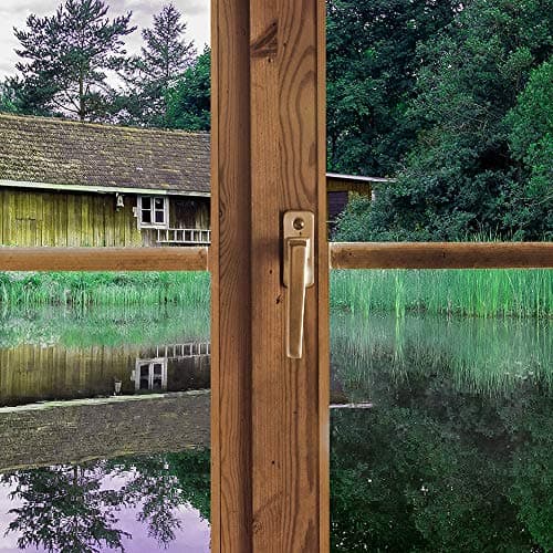 Feeby Impression sur Toile Intissee Maison Au Bord du Lac Forêt 120x80 cm Tableau Moderne Tableau Photo Chambre à Coucher Fenêtre Fermée Effet 3D Vert