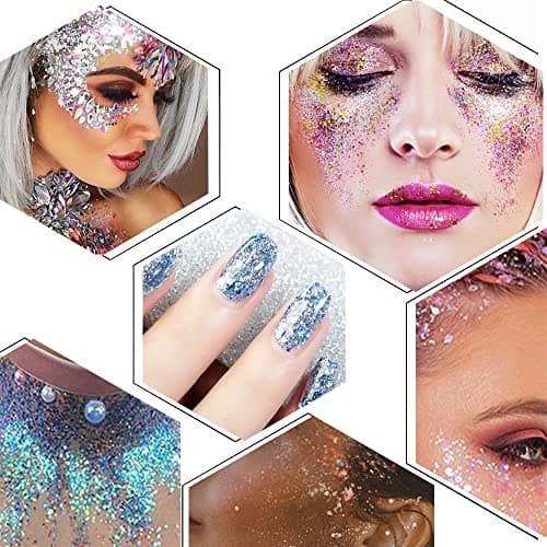 KUIRUNRX® Lumineuse Paillettes Gel,12 Couleurs Maquillage Paillettes Glitter,Holographique Paillettes Set,Paillettes de Corps,Fluorescent Paillette pour Visage,Corps, Cheveux,Mascarade,Halloween,Fête