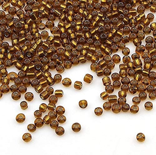 Lot de 3300 perles de rocaille en verre de 3 mm avec doublure en argent, 8/0, perles poney doublées en argent, couleurs au choix (marron foncé)