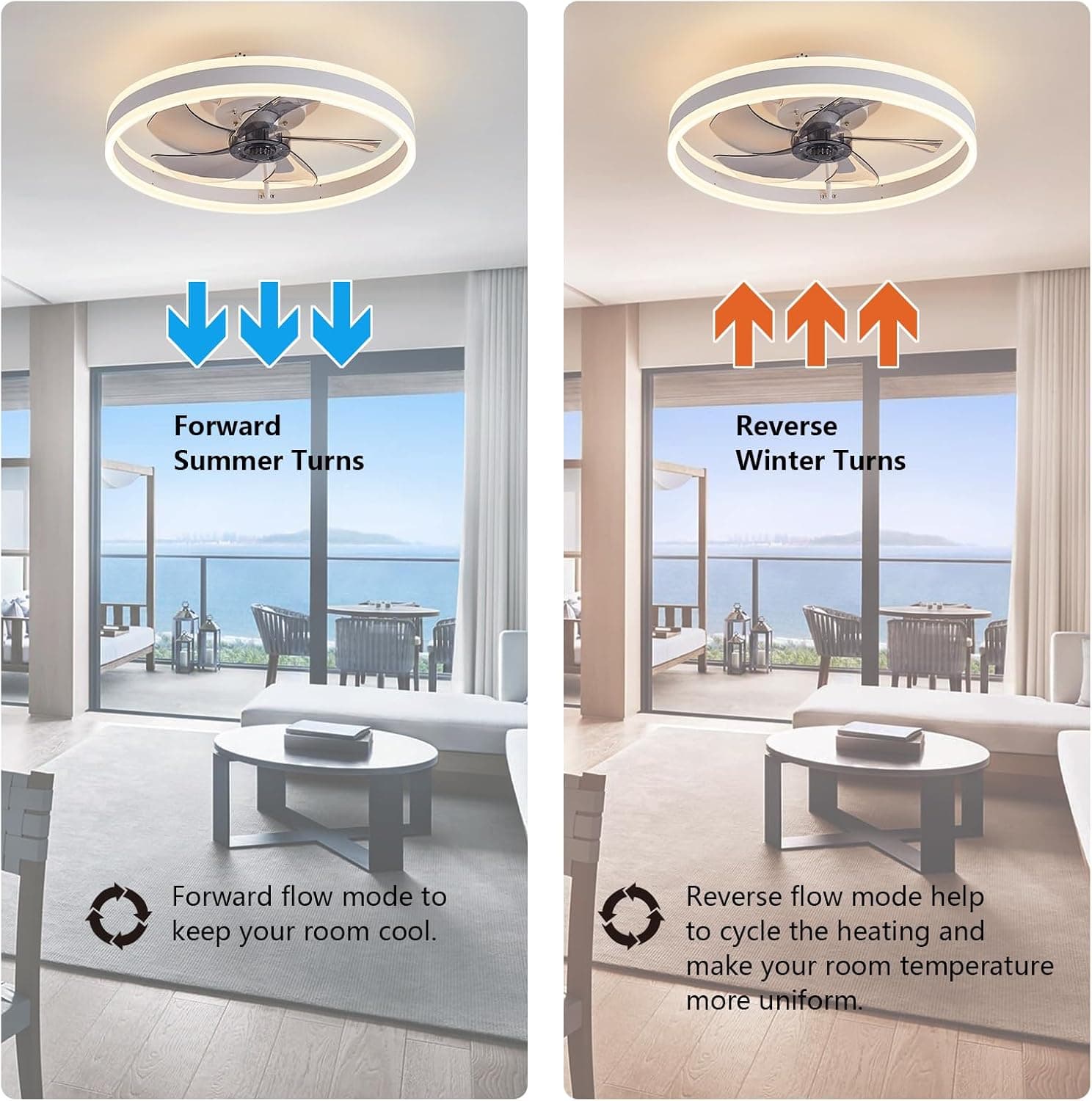 Ventilateur de Plafond Silencieux avec Lumiere et Telecommande,Ventilateur Plafond 50 cm, 6 vitesses et vent Réversible,LED dimmable, 3 Températures de Couleur en Option