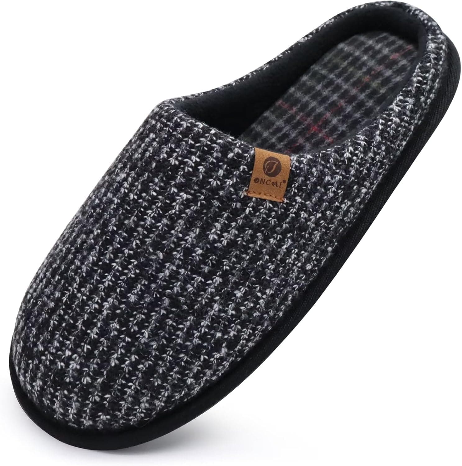 ONCAI Chaussons Homme Pantoufles à Hiver Chaussures Chaudes pour La Maison en Mousse à Mémoire de Forme, Laine en Peluche Doublée Avec Semelle en Caoutchouc Antidérapante Taille 40-49 EU