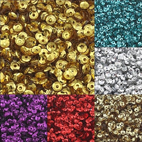 Perlin - Lot de 12 000 paillettes Ø 4 mm 10 couleurs Set Bol bombé pour vêtements et bijoux DIY Artisanat Métallique Bricolage Bombe à sequins