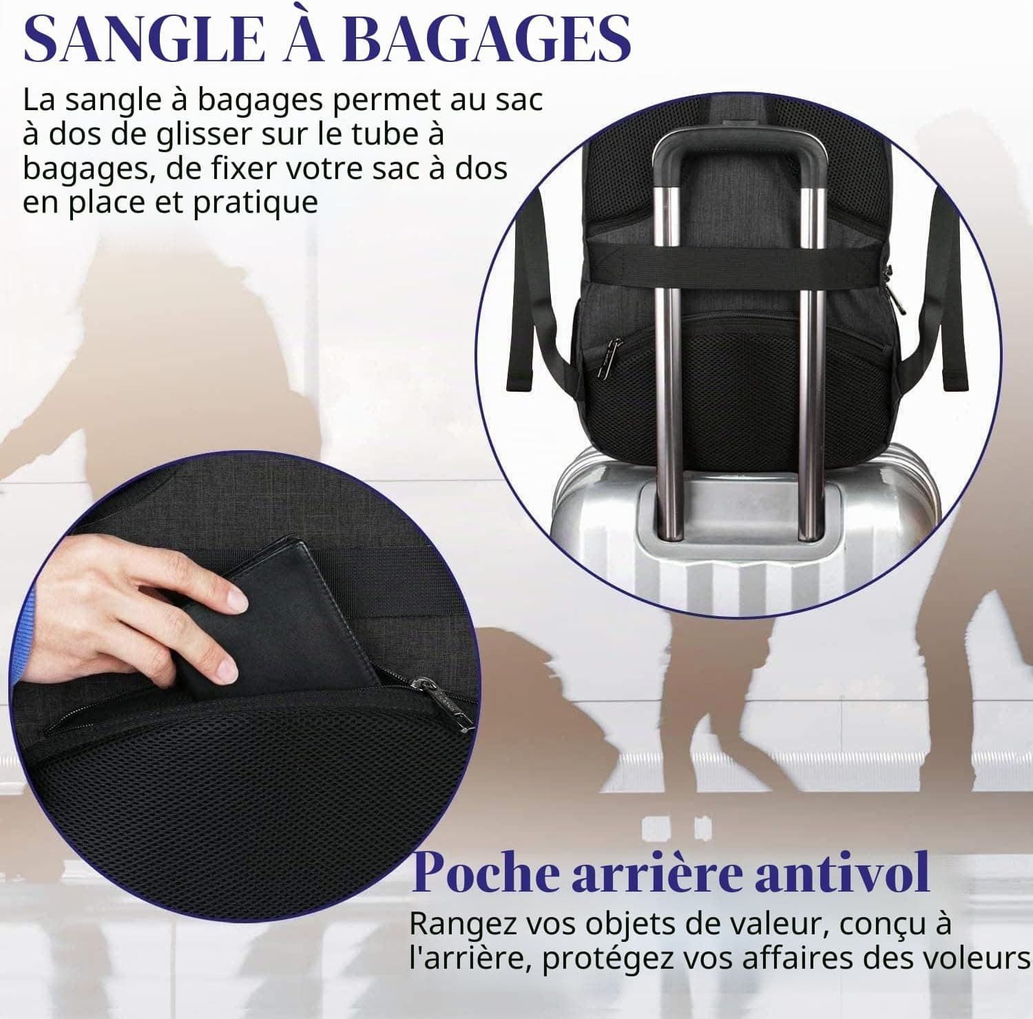 MATEIN Sac à Dos Ordinateur Portable 15.6 Pouces, Sac à Dos PC Portable