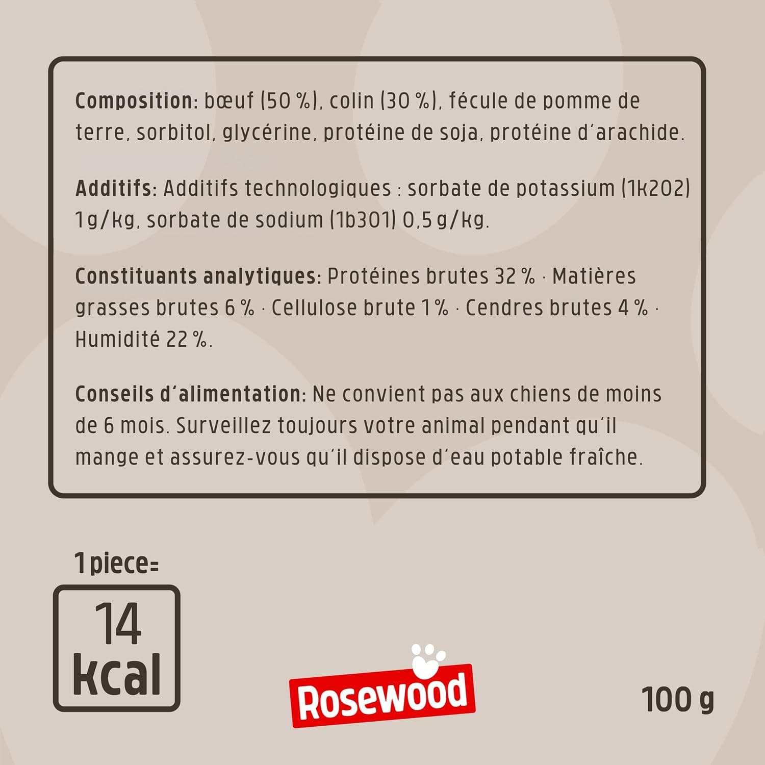 Rosewood Steak Bites Bœuf & Colin – Friandise Tendre pour Chien, Riche en Viande et Poisson, pour l’entraînement, sans céréales, sans additifs artificiels, 100 g