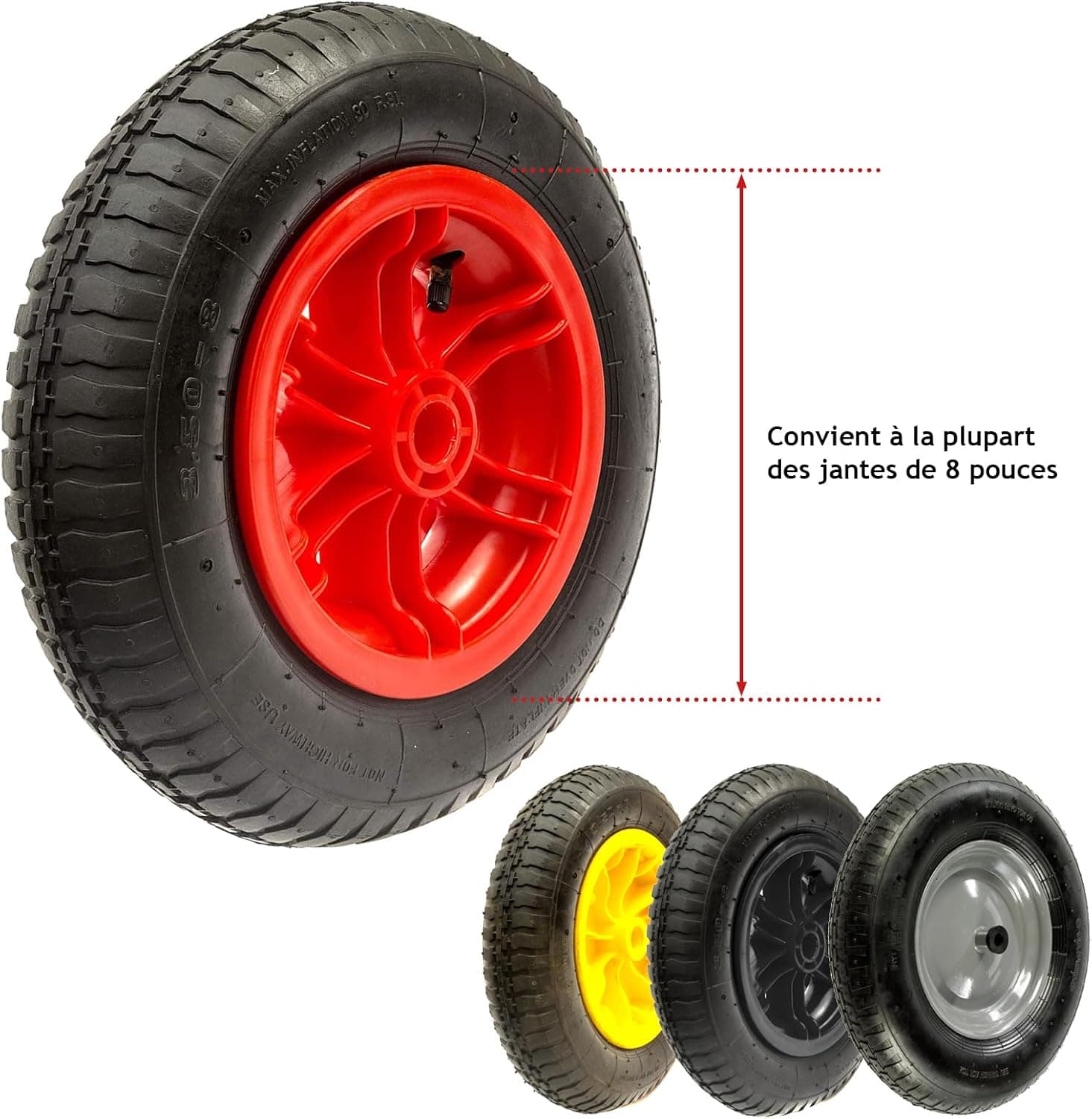 SPARES2GO Pneu de remorque et chambre à air (3,50–8, 35 PSi)