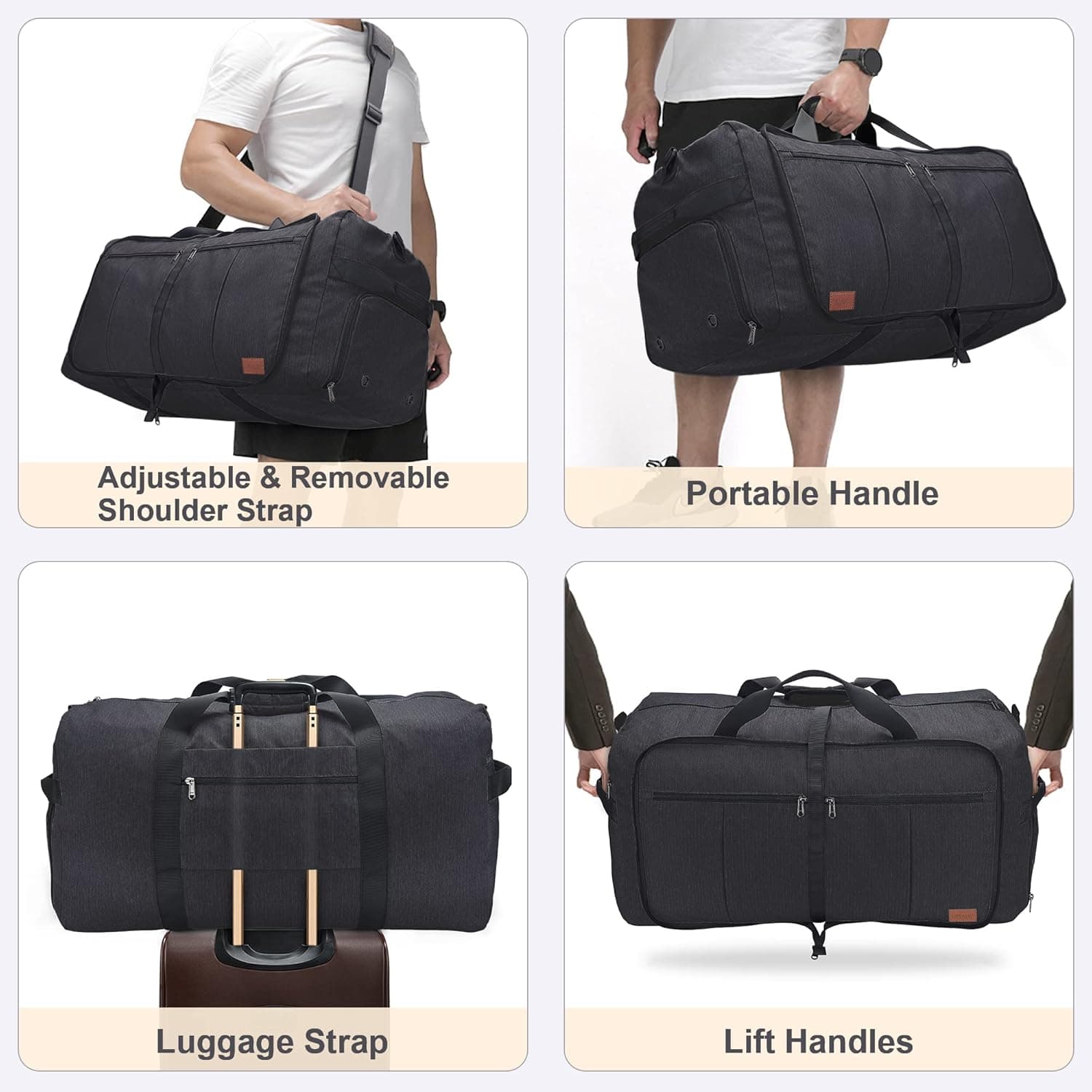 Urtala Sac de Voyage Pliable pour Homme et Femme, 120L Grand Sac Voyage | Compartiment à Chaussures, Sac à Main étanche