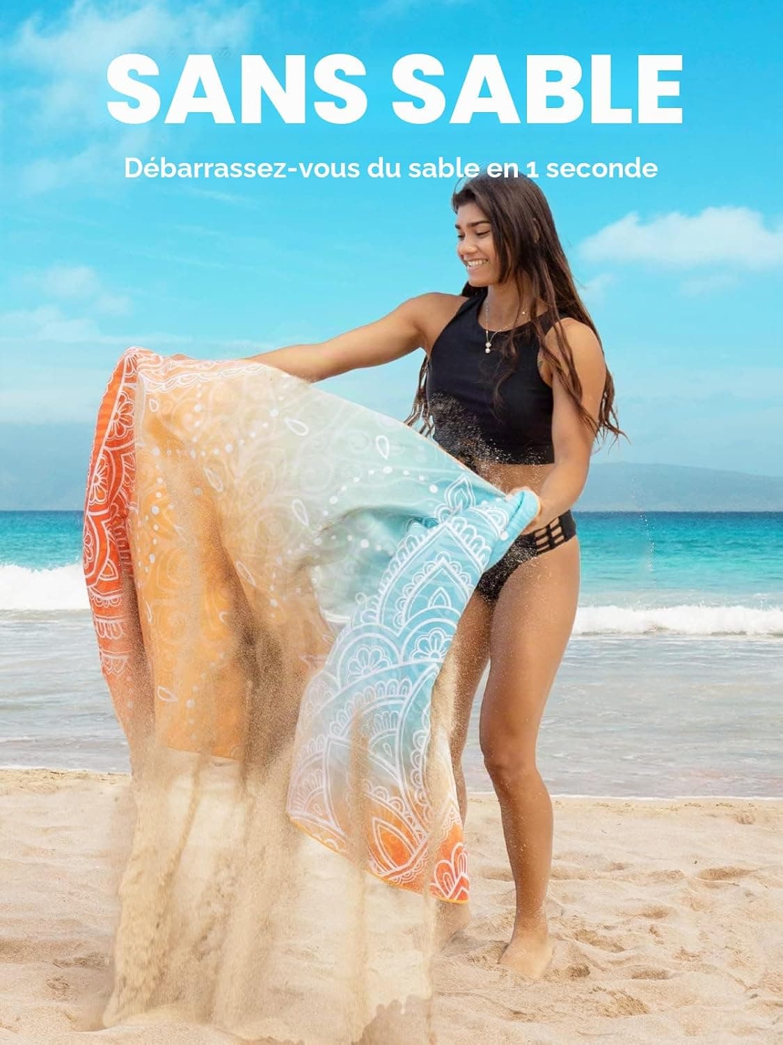 OCOOPA Serviette de Plage en Microfibre Ultralégère, Séchage Rapide, Couverture de Plage Absorbante, Serviette de Bain Douce et Facile à Entretenir pour Le Fitness, Voyages, Plage, Natation, 178x80cm