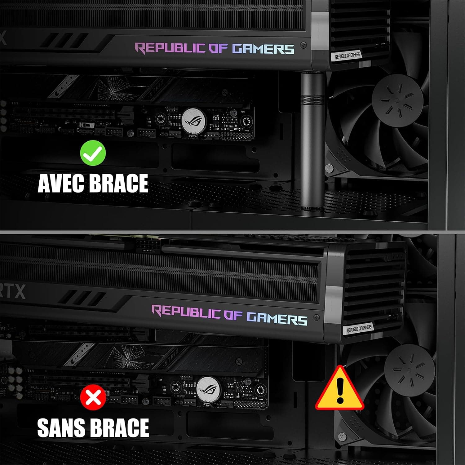 upHere Gaming Support GPU,Aluminium,Support Carte Graphique,Support Carte Graphique Verticale réglable en Hauteur,avec Aimant,L(70mm-120mm),GB70K