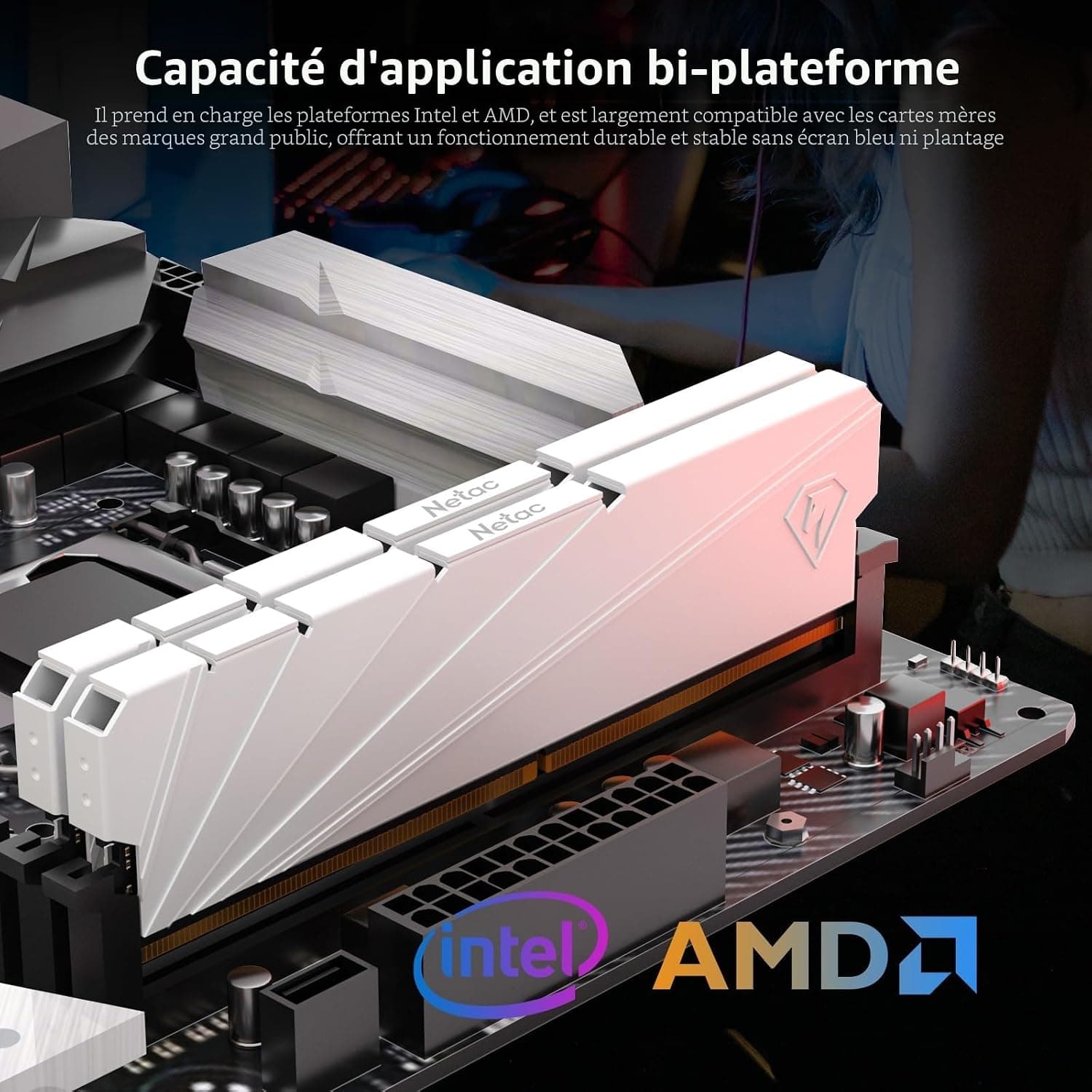 Netac Kit Station de Travail pour Ordinateur de Bureau 32 Go (2 x 16 Go) DDR4 3200 MHz C16 XMP 2.0 High Performance Blanc