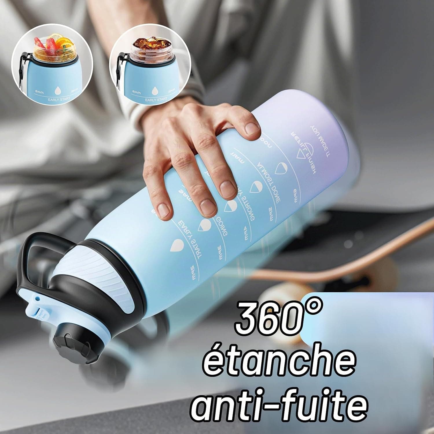 Fjbottle Bouteille d'Eau 1L Couvercle Magnétique Étanche