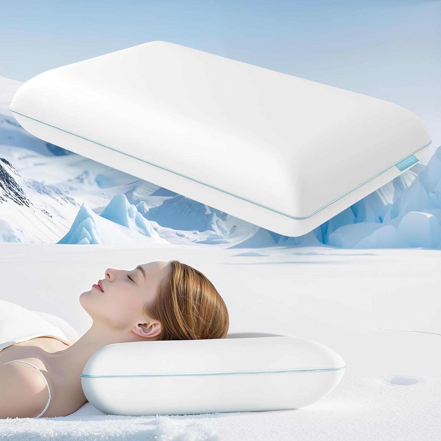 Releep Oreiller Moelleux rafraîchissant, 40x60 Oreiller en Mousse à mémoire de Forme