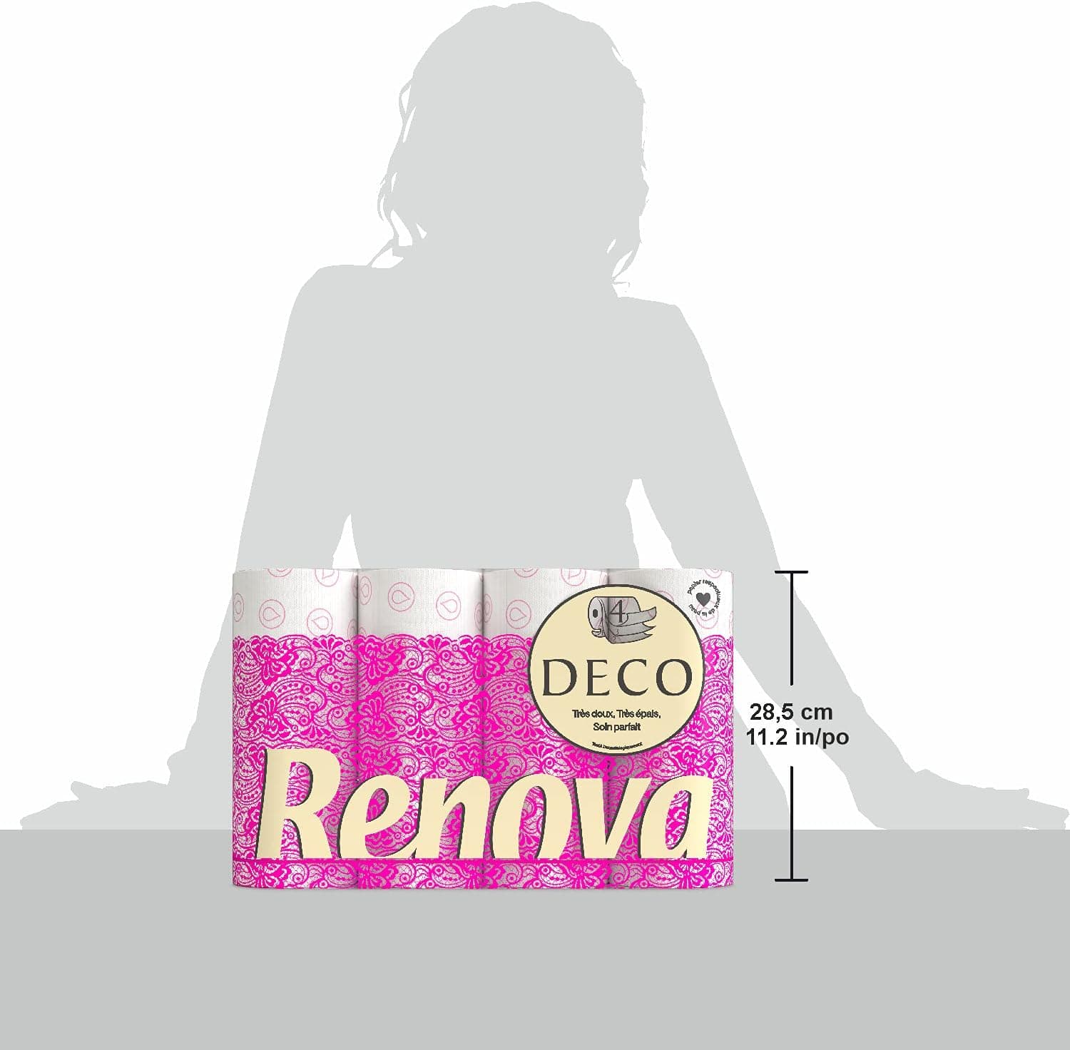 Renova Papier Hygiénique Deco|12 rouleaux|Décoré|Confort|4 plis (Lot de 2)