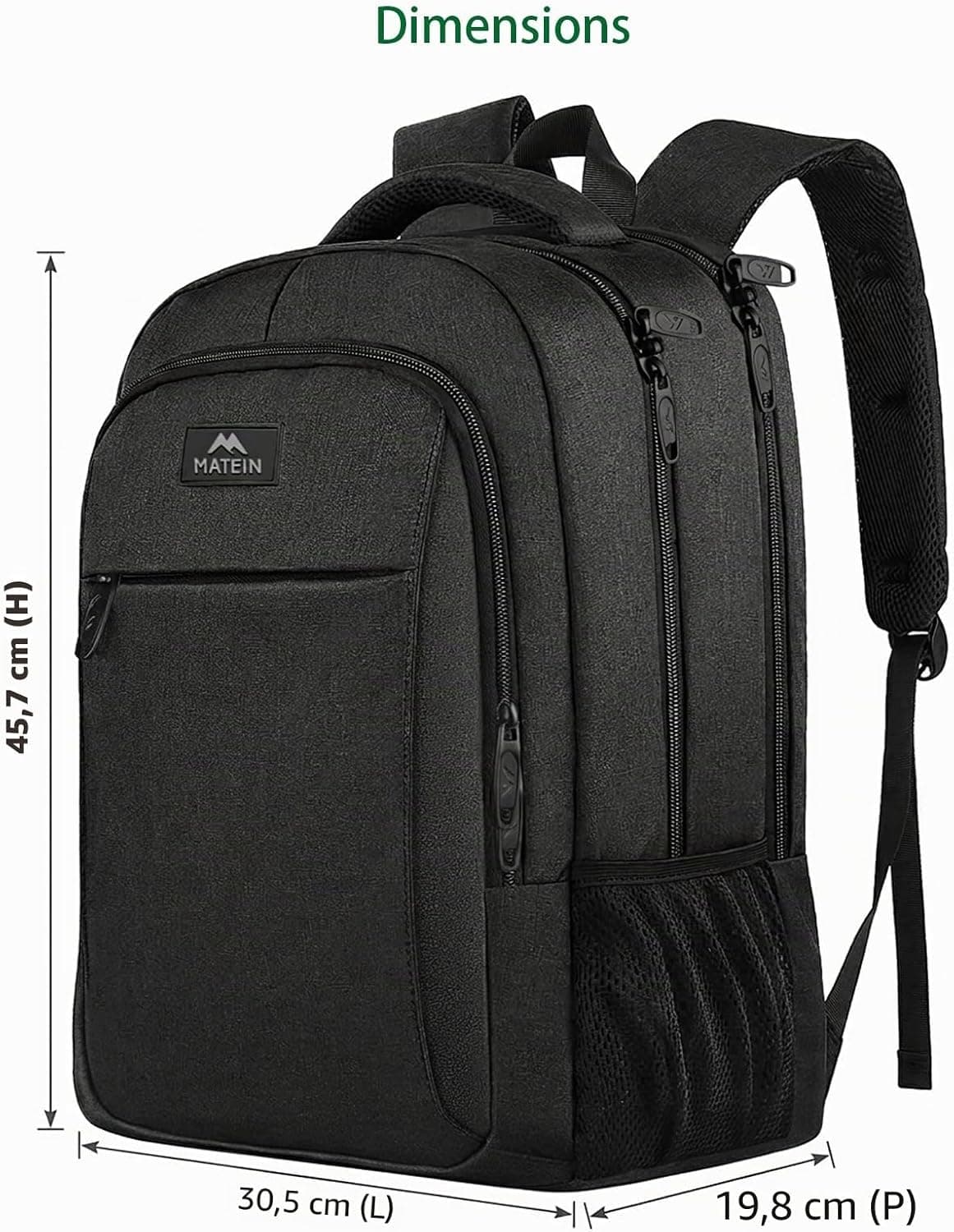 MATEIN Sac à Dos Ordinateur Portable 15.6 Pouces, Sac à Dos PC Portable