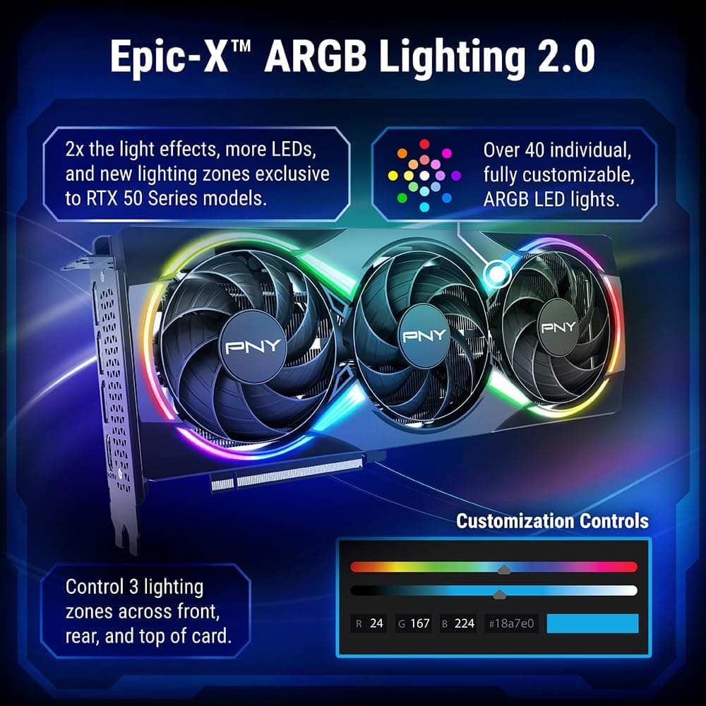 PNY Carte Graphique GeForce RTXTM 5060 Ti 8Go ARGB OC Triple Fan DLSS 4