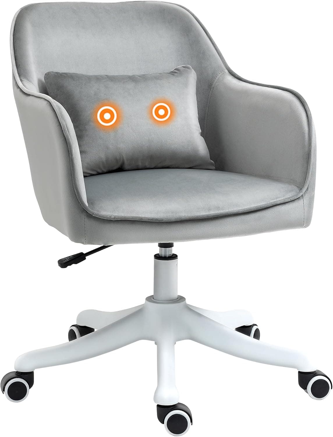 HOMCOM Chaise de Bureau Velours Fauteuil Bureau Massant Gris Clair