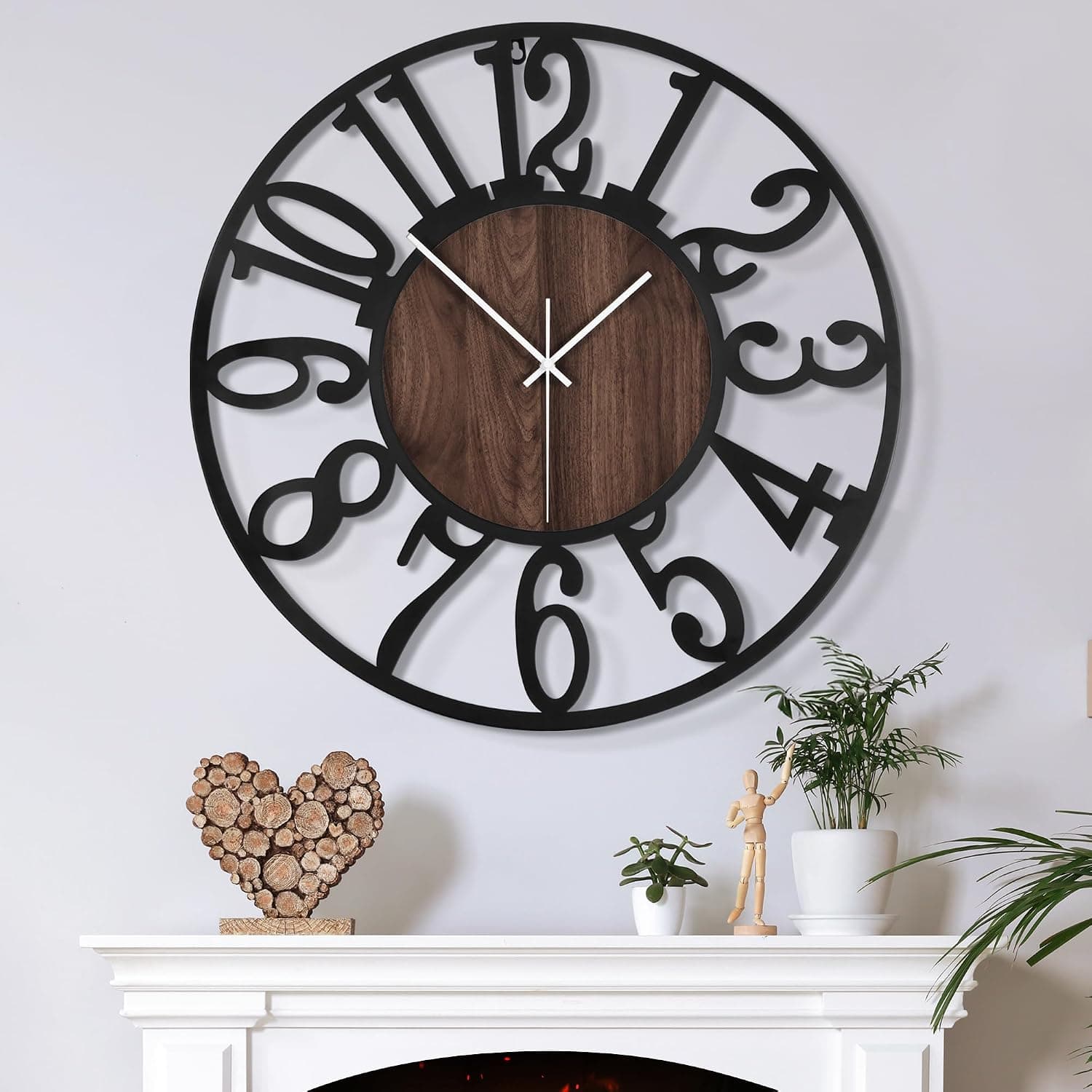 Horloge Murale Design Moderne et Vintage, Silencieuse sans Tic-Tac, Grande Horloge Murale Géante XXL, Disponible en 34cm, 40 cm, 50 cm, 60 cm, 80 cm, Idéale pour Le Salon Cuisine Bureau