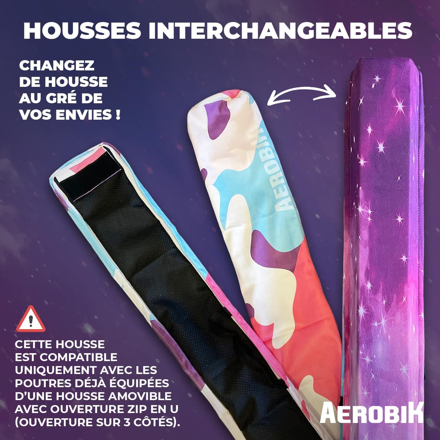 Aerobik | Housse Poutre Gymnastique Enfant Galaxy 240x10x6 cm | Housse de Remplacement Zip en U Lavable | Compatible Poutre Gym avec Housse Amovible | Ăquipement Gym Enfant | Original Corner