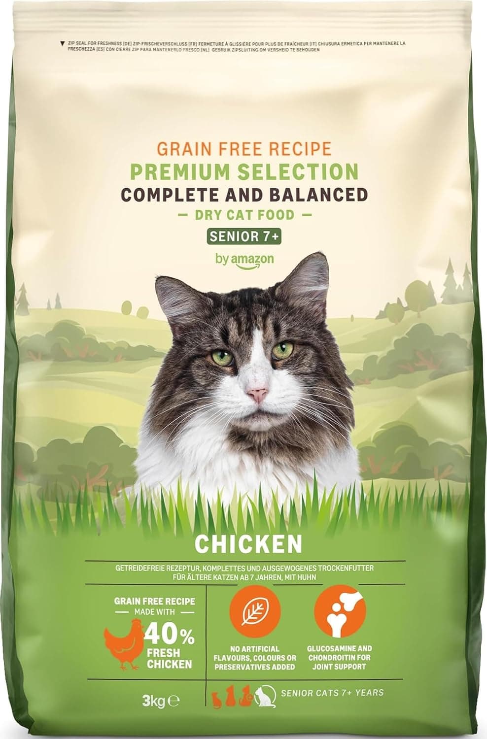 by Amazon Grainfree Recipe Dry Cat Food (Senior) with Fresh Chicken - 3kg (Anciennement Une Marque Lifelong, même Produit)